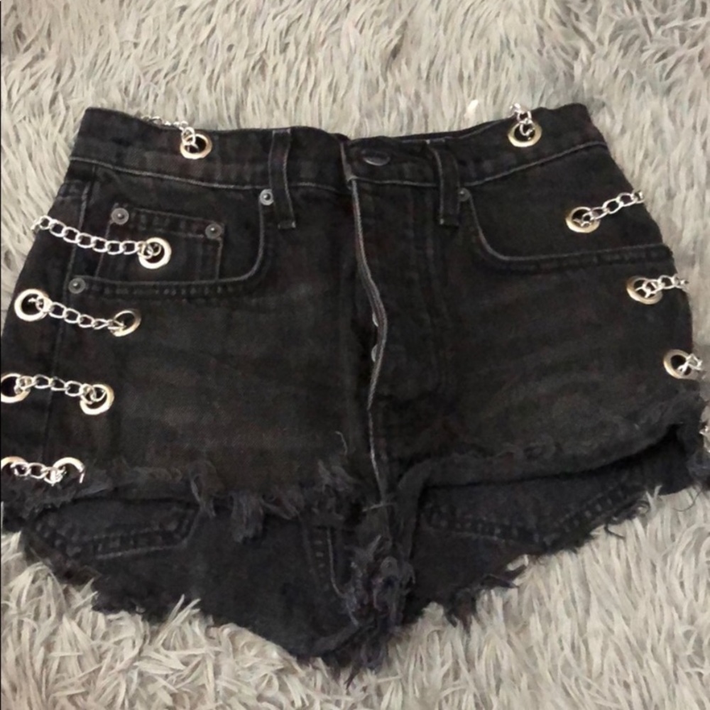 CARMAR black denim chain shorts